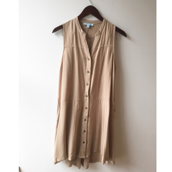 *NWT* She & Sky Khaki Cotton Shift Dress w Pockets - Picture 3 of 3